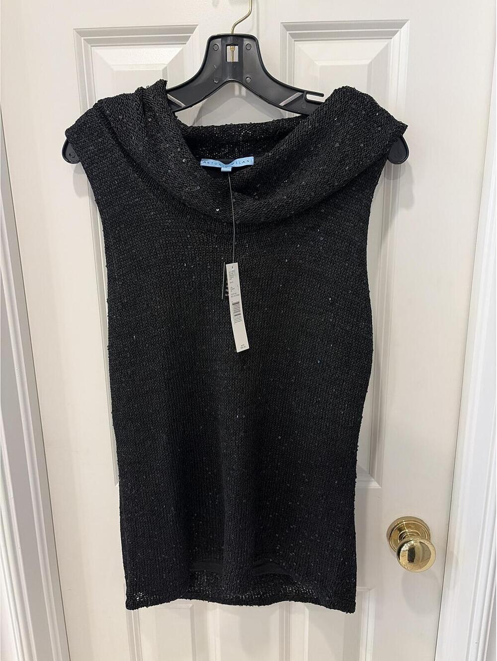 Antonio Melani black sequin cowl-neck Tank, size large